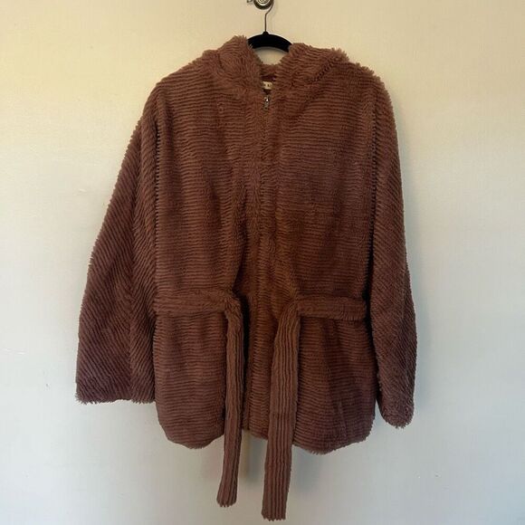 Moon River Faux Fur Taupe Full Zip Jacket Size L Mob Wife Cruella Deville - Picture 2 of 13